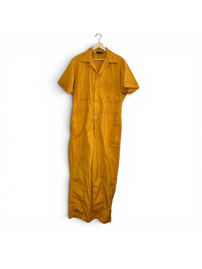 Vintage Mustard Yellow Workwear Jumpsuit Utility Coveralls 70s Mechanic Suit